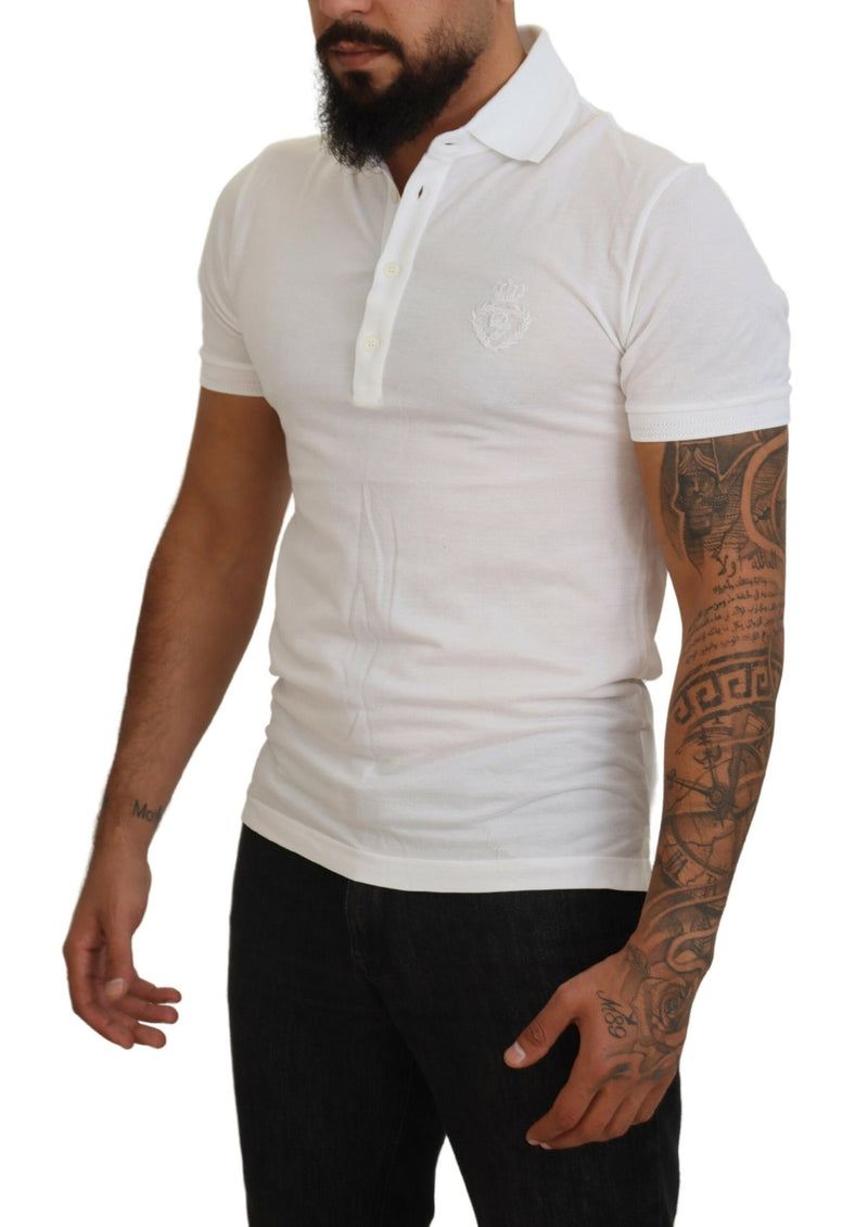 Dolce & Gabbana Elegant White Cotton Blend Polo