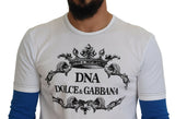 Dolce & Gabbana Elegant Blue and White Crewneck Cotton Sweater