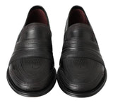 Dolce & Gabbana Elegant Black Leather Slipper Loafers