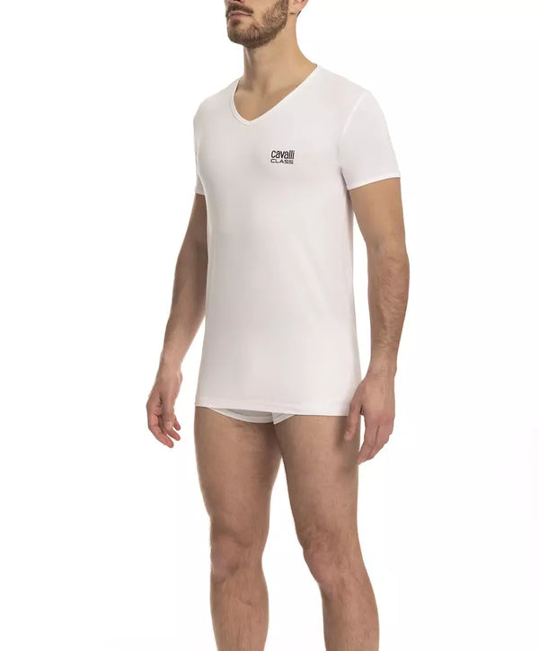 Cavalli Class White Cotton Men T-Shirt