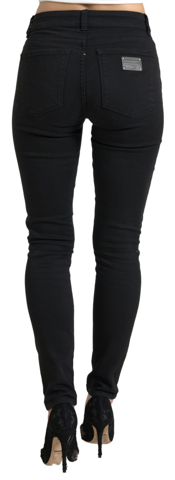 Dolce & Gabbana Chic Black Mid Waist Skinny Jeans