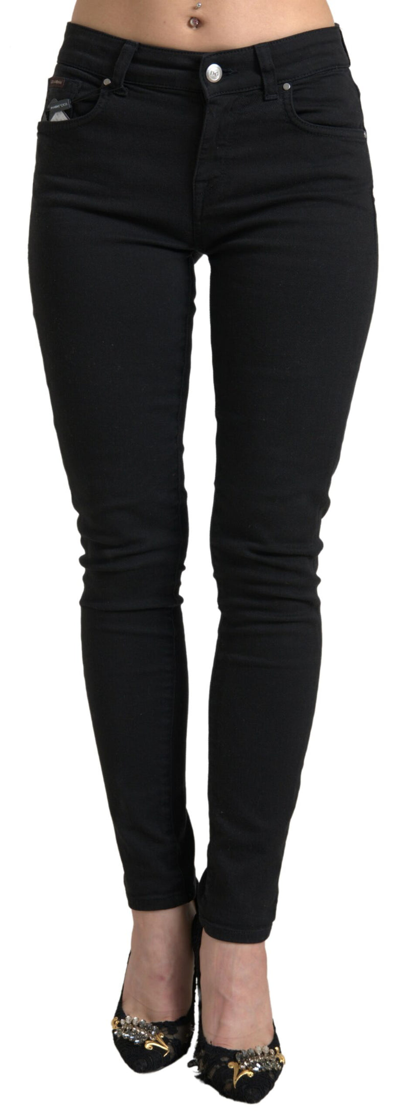 Dolce & Gabbana Chic Black Mid Waist Skinny Jeans