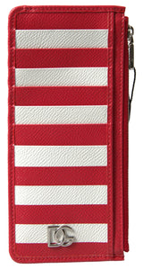 Dolce & Gabbana Elegant Striped Leather Card Holder