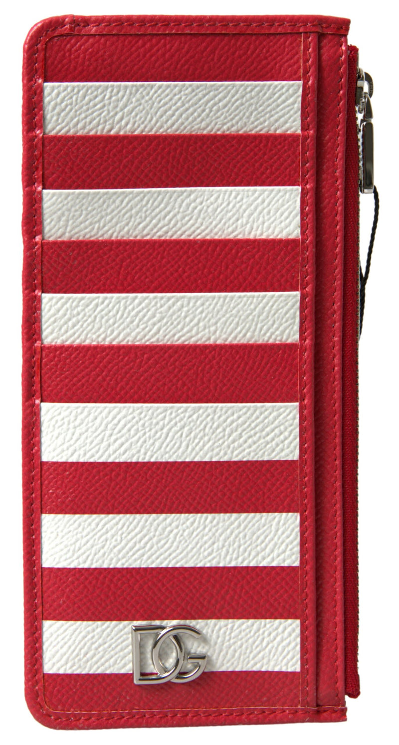 Dolce & Gabbana Elegant Striped Leather Card Holder