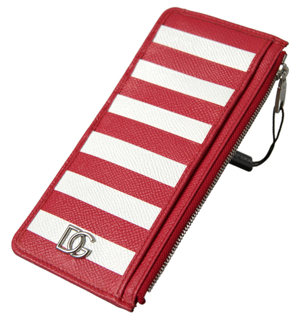 Dolce & Gabbana Elegant Striped Leather Card Holder