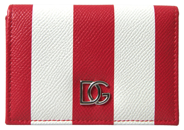 Dolce & Gabbana Elegance Unfolded: Red & White Leather Bifold Wallet