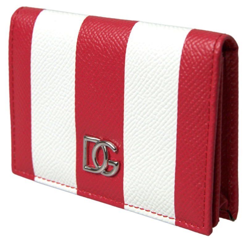 Dolce & Gabbana Elegance Unfolded: Red & White Leather Bifold Wallet