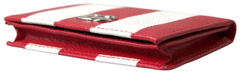 Dolce & Gabbana Elegance Unfolded: Red & White Leather Bifold Wallet