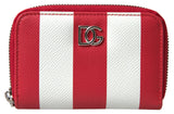 Dolce & Gabbana Elegant Continental Zip Wallet - Red & White Leather