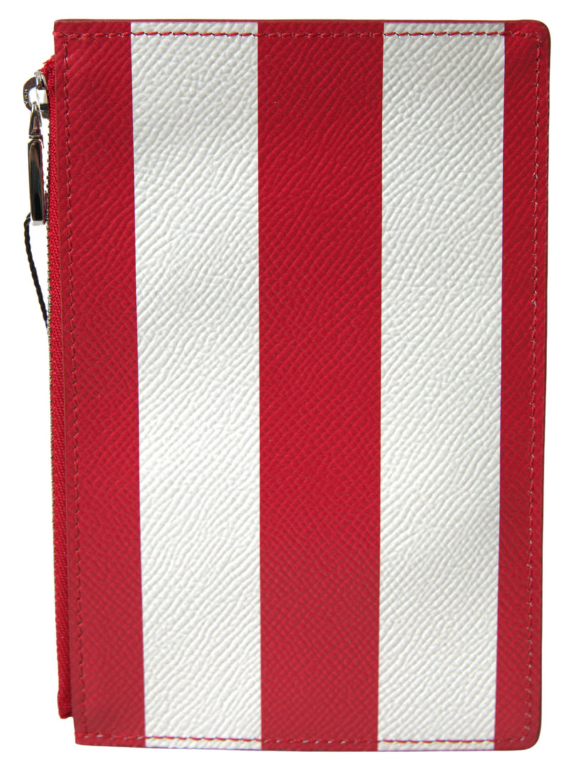 Dolce & Gabbana Elegant Striped Leather Card Holder