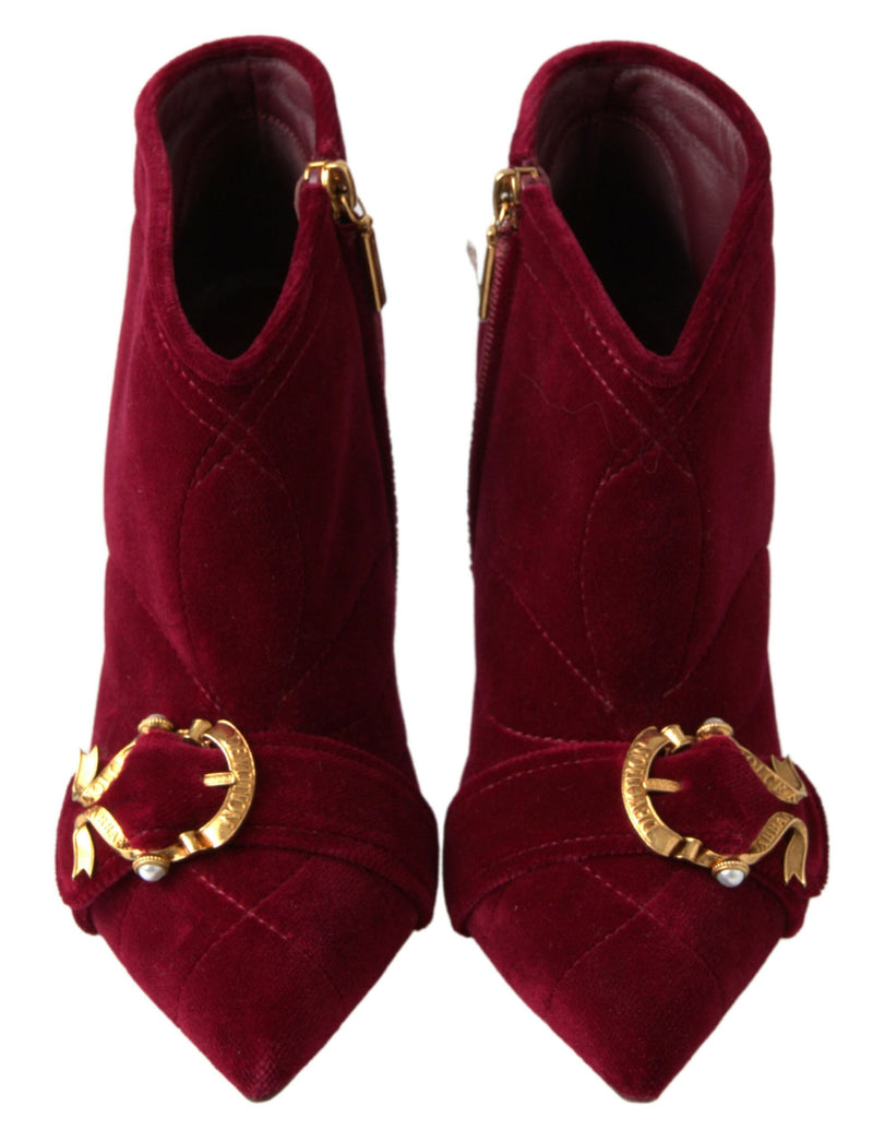 Dolce & Gabbana Elegant Velvet Devotion Ankle Boots