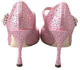 Dolce & Gabbana Pink Crystal Brooch Mary Jane Stilettos