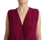 PINKO Elegant Plum V-Neck Sleeveless Bodysuit