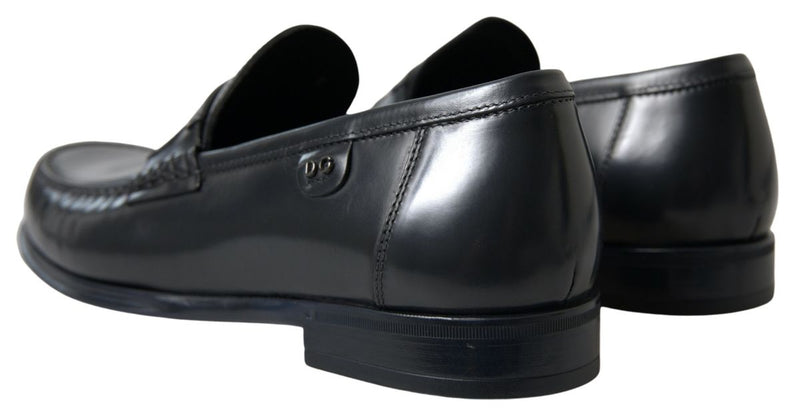 Dolce & Gabbana Elegant Black Leather Mens Loafers