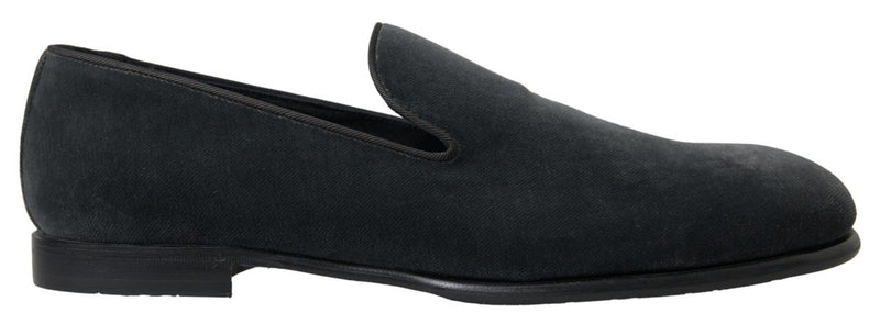 Dolce & Gabbana Elegant Gray Velvet Loafers for Men