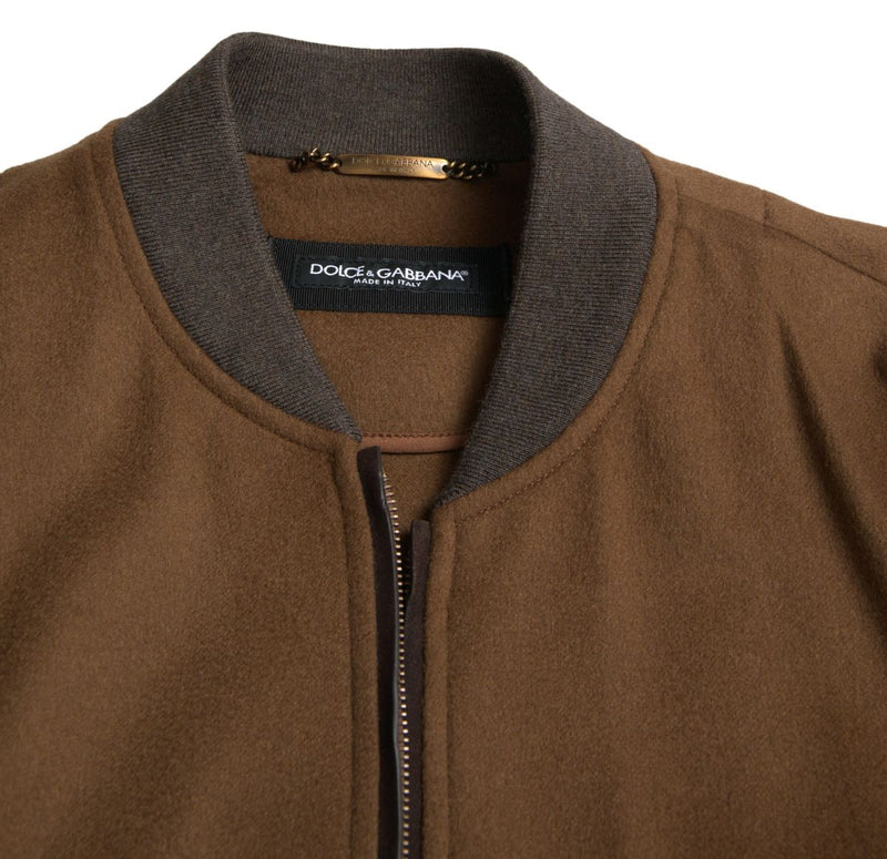 Dolce & Gabbana Elegant Brown Cashmere Bomber Jacket