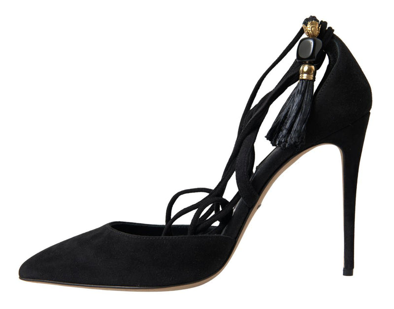 Dolce & Gabbana Elegant Black Ankle Strap Stiletto Heels