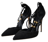 Dolce & Gabbana Elegant Black Ankle Strap Stiletto Heels