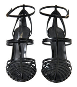 Dolce & Gabbana Elegant Black Leather Stiletto Sandals