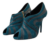 Dolce & Gabbana Chic Blue Peep Toe Stiletto Ankle Booties