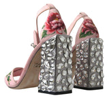 Dolce & Gabbana Floral Bejeweled Block Heel Sandals