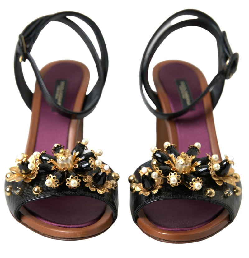 Dolce & Gabbana Elegant Embellished Leather Sandals