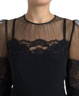 Dolce & Gabbana Elegant Sheer Panel Lace Midi Dress