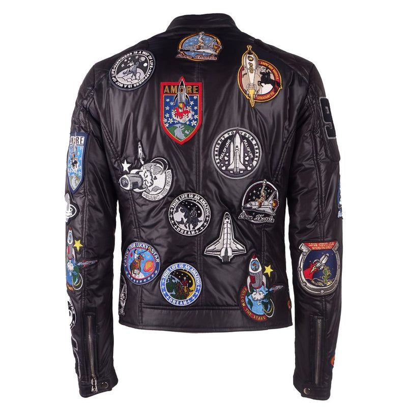 Dolce & Gabbana Chic Patchwork Bomber Jacket in Sleek Black