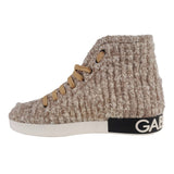 Dolce & Gabbana Beige Wool Blend High-Top Sneakers