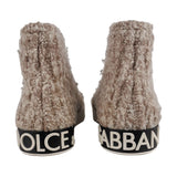 Dolce & Gabbana Beige Wool Blend High-Top Sneakers