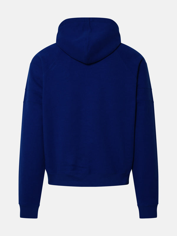 Saint Laurent Chic Blue Cotton Hoodie with Embroidered Logo