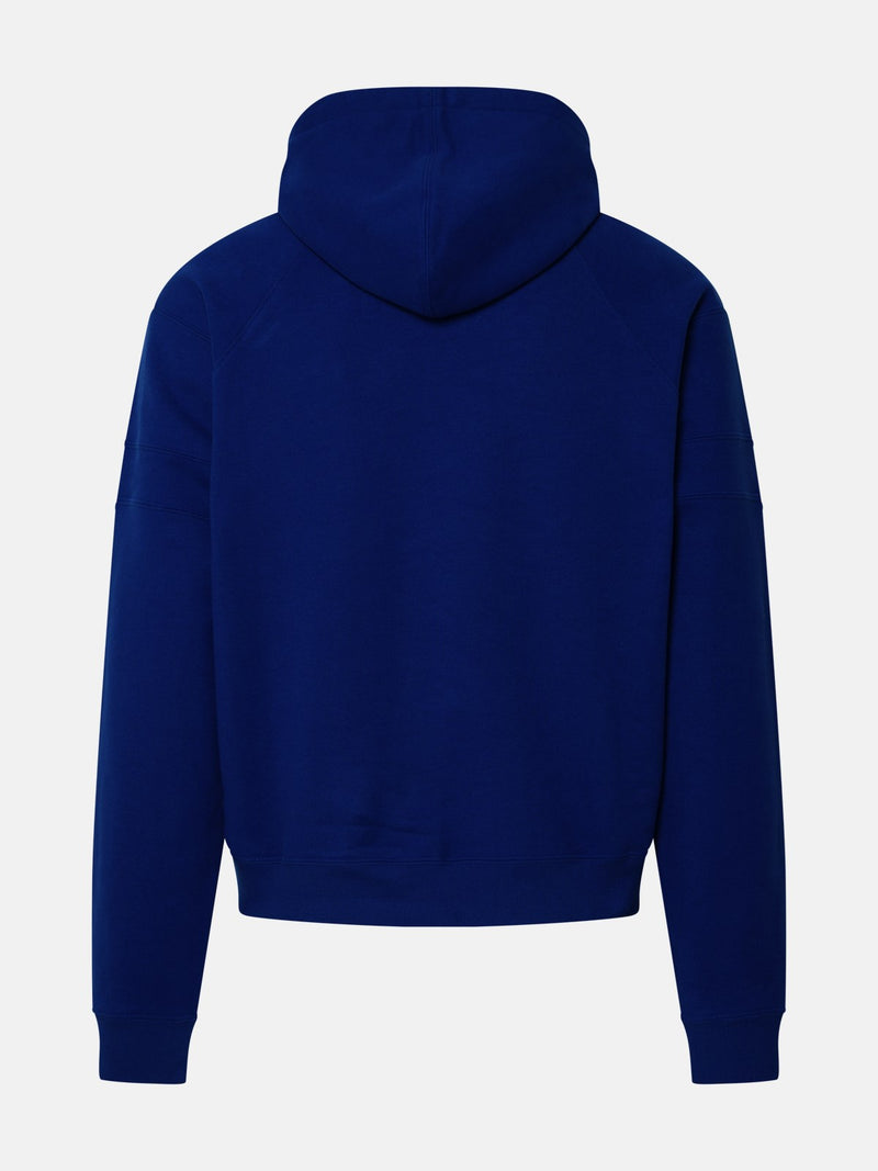 Saint Laurent Chic Blue Cotton Hoodie with Embroidered Logo