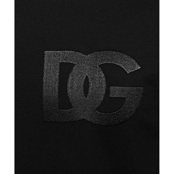 Dolce & Gabbana Elegant Black Cotton Embossed Logo Tee