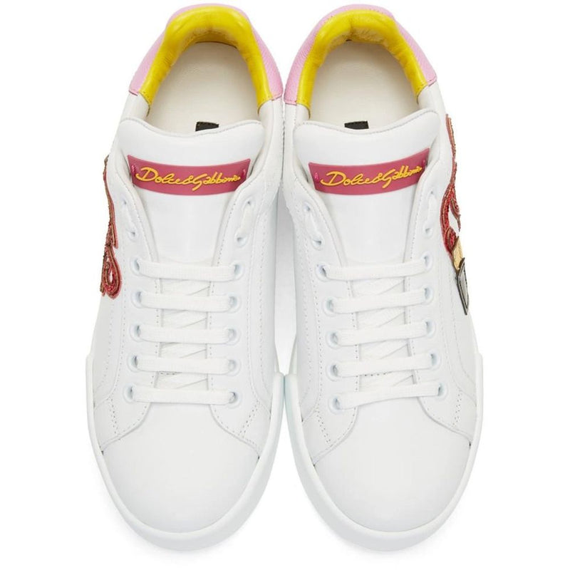 Dolce & Gabbana Elegant Calfskin Leather Sneakers in Pastel Tones