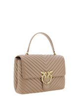 PINKO Quilted Calfskin Love Lady Bag in Beige