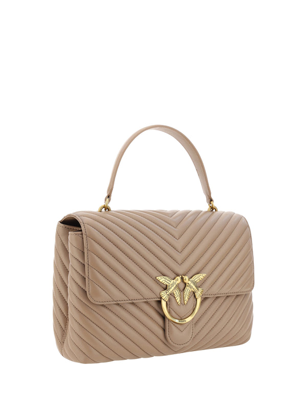 PINKO Quilted Calfskin Love Lady Bag in Beige