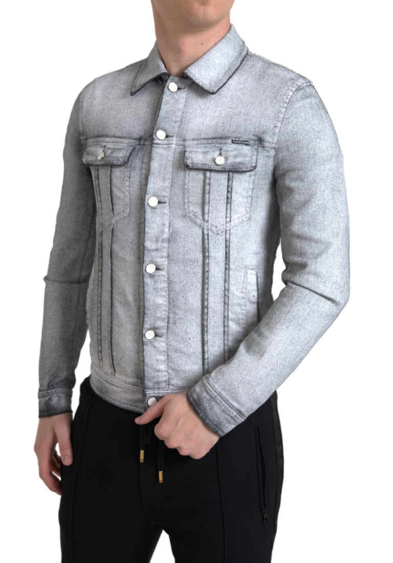 Dolce & Gabbana Elegant Gray Cotton Stretch Denim Jacket