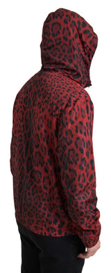 Dolce & Gabbana Red Leopard Hooded Bomber Jacket