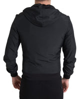 Dolce & Gabbana Elegant Black Hooded Sweatshirt with Logo Plaque