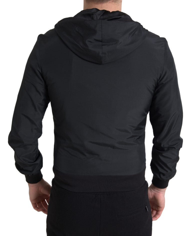 Dolce & Gabbana Elegant Black Hooded Sweatshirt with Logo Plaque