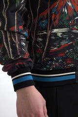 Dolce & Gabbana Chic Black Palm Tree Bomber Sweatshirt