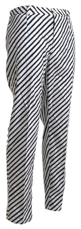 Dolce & Gabbana Elegant Black & White Striped Cotton Pants