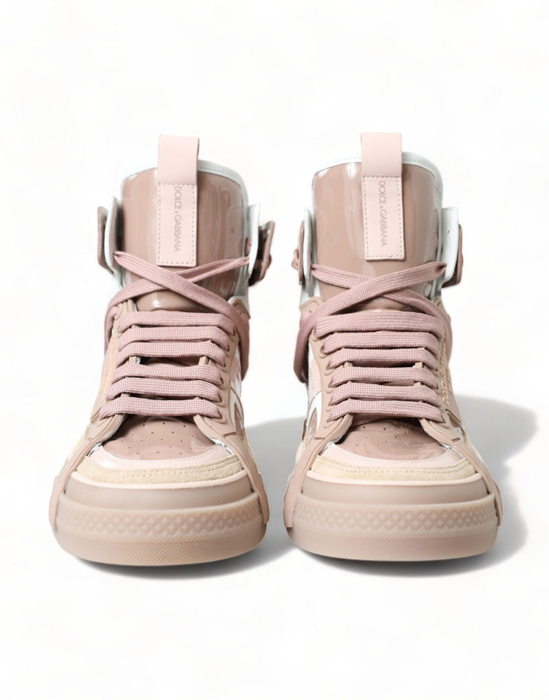 Dolce & Gabbana Elegant Nude Pink High-Top Sneakers