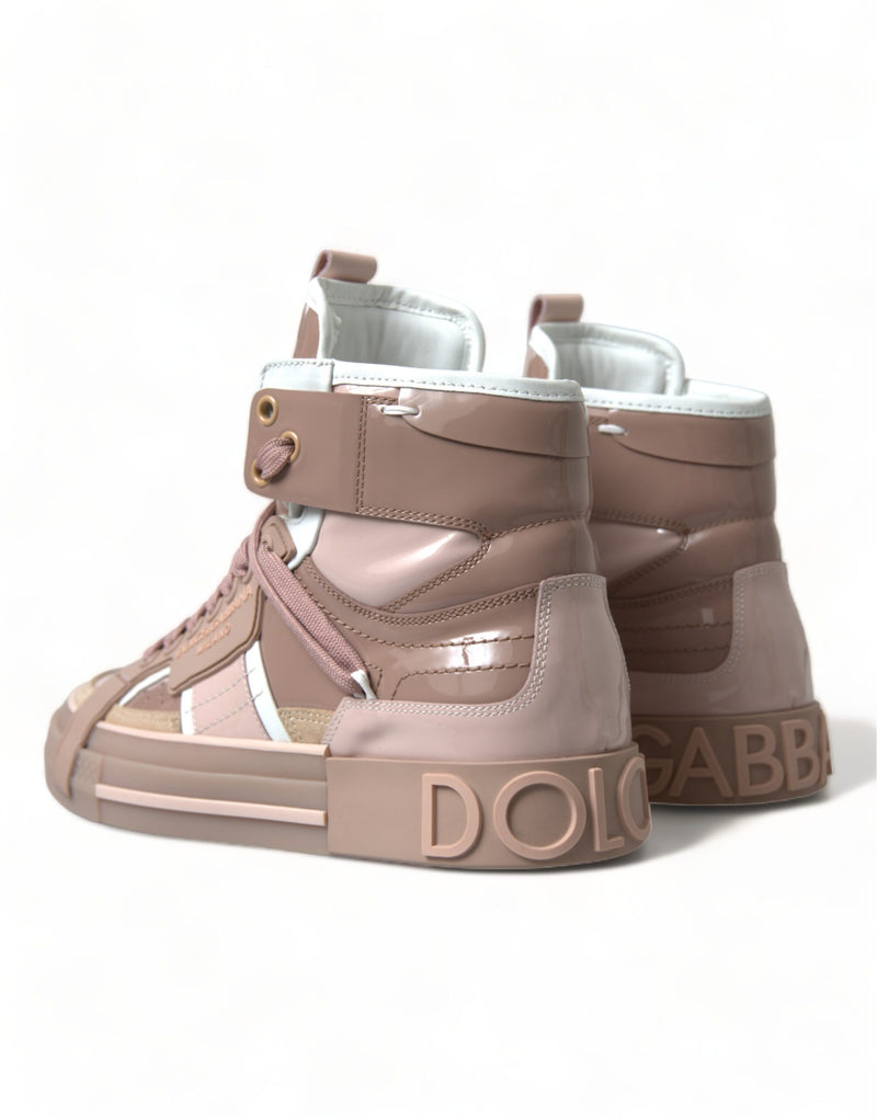 Dolce & Gabbana Elegant Nude Pink High-Top Sneakers