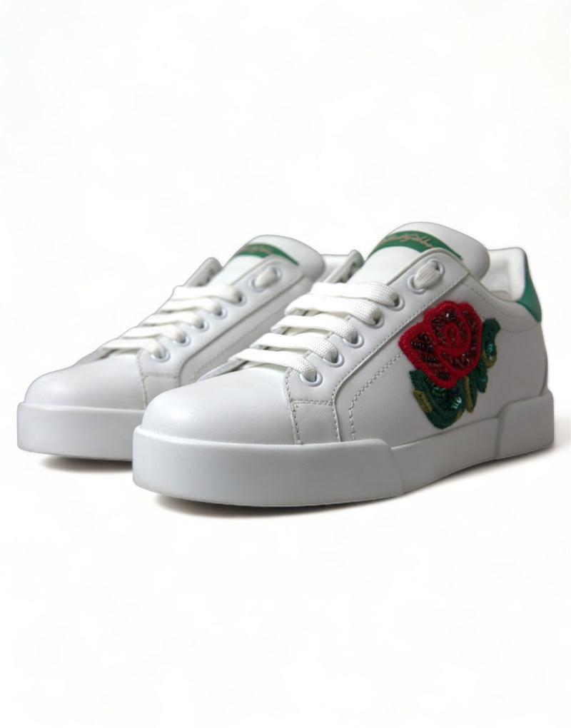 Dolce & Gabbana Exclusive White Portofino Leather Sneakers