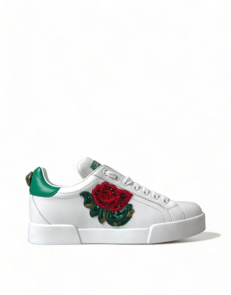 Dolce & Gabbana Exclusive White Portofino Leather Sneakers