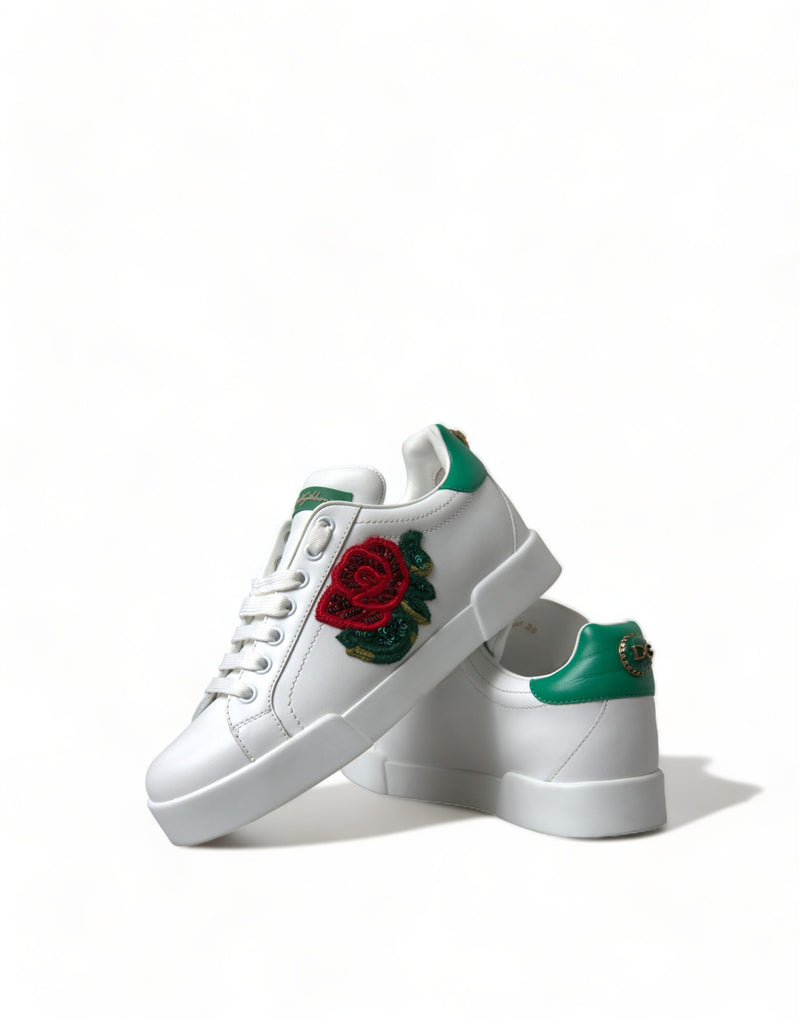 Dolce & Gabbana Exclusive White Portofino Leather Sneakers