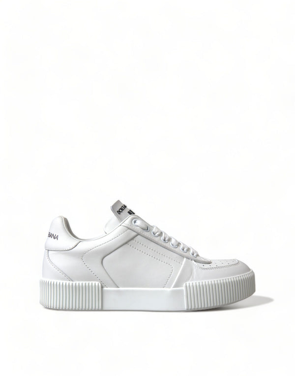 Dolce & Gabbana Elegant White Miami Lace-Up Sneakers