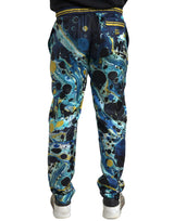 Dolce & Gabbana Multicolor Silk Joggers with Enchanting Print