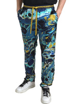 Dolce & Gabbana Multicolor Silk Joggers with Enchanting Print